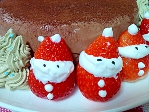 いちごサンタ　作り方　マシュマロ　バナナ　サンタケーキ　レシピ