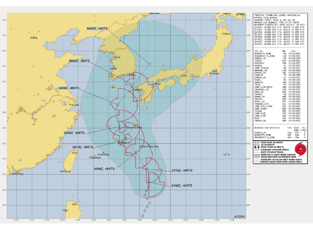 台風4号(アイレー)の米軍(JTWC)の最新進路予想